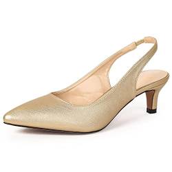 DADAWEN Damen Sandalen Slingback Pumps Plateau Kleid Schuhe,Gold,38 EU von DADAWEN