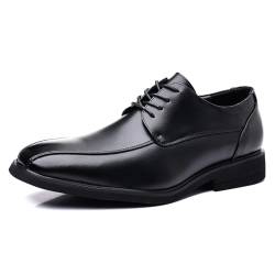 DADAWEN Herren Hochzeitsschuhe Schnürhalbschuhe Businessschuhe Leder Anzugschuhe,Herstellergröße 285 MM,Schwarz B,47 EU von DADAWEN