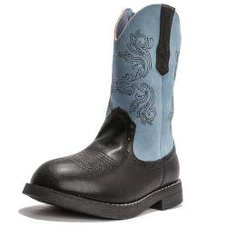 DADAWEN Mädchen Cowboystiefel Halbschaft Schlupfstiefel,Blau,31 EU von DADAWEN