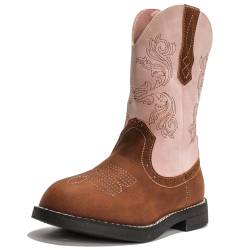 DADAWEN Mädchen Cowboystiefel Halbschaft Schlupfstiefel,Rosa,31 EU von DADAWEN