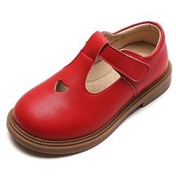 DADAWEN Mädchen Mary Jane Halbschuhe Taufschuhe Geschlossene Ballerinas,Rot,29 EU von DADAWEN