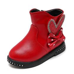 DADAWEN Mädchen Stiefel Reißverschluss Schnürstiefeletten für Frühling Herbst Winter,Rot,31 EU von DADAWEN