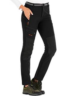 DAFENP Damen Wanderhose Outdoorhose Wasserdicht Softshellhose Winddicht Winter Warm Gefüttert Skihose Snowboardhose Trekkinghose (M, A Schwarz) von DAFENP