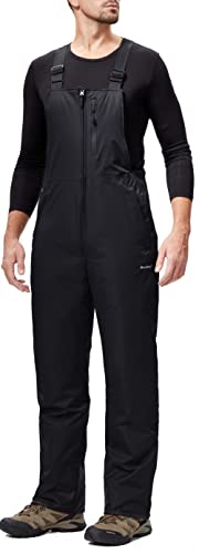 DAFENP Herren Skihose Latzhose Wasserdicht Schneehose Softshellhose Winter Warm Gefüttert Snowboardhose Overall mit Verstellbaren Hosenträgerhose HXK8012M-Black-S von DAFENP