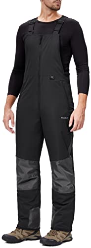 DAFENP Herren Skihose Latzhose Wasserdicht Schneehose Softshellhose Winter Warm Gefüttert Snowboardhose Overall mit Verstellbaren Hosenträgerhose MSHXK8114M-Black-L von DAFENP