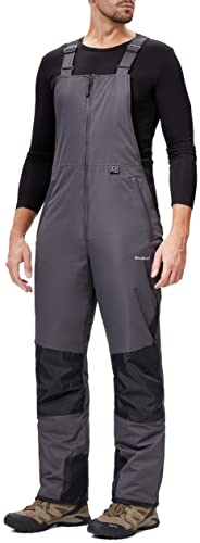 DAFENP Herren Skihose Latzhose Wasserdicht Schneehose Softshellhose Winter Warm Gefüttert Snowboardhose Overall mit Verstellbaren Hosenträgerhose MSHXK8114M-Grey-2XL von DAFENP