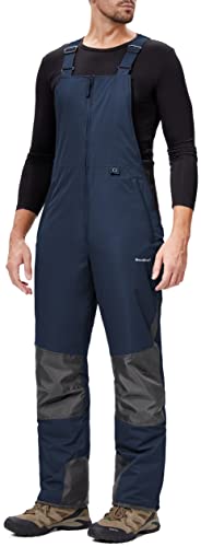 DAFENP Herren Skihose Latzhose Wasserdicht Schneehose Softshellhose Winter Warm Gefüttert Snowboardhose Overall mit Verstellbaren Hosenträgerhose MSHXK8114M-Navyblue-2XL von DAFENP