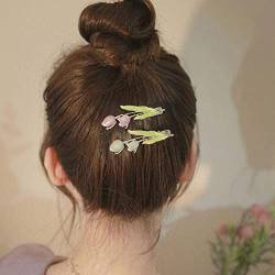 2 Stück Sommer Tulpe Haarnadel Elegant Frauen Mädchen Blumen Perlen Seitlich Halt Süße Dekoration Niedliche Haarspangen Haarschmuck von DAGESVGI