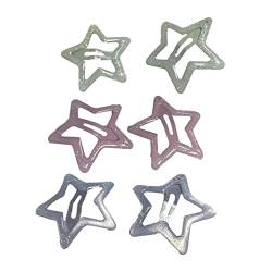 3 Paar süße Stern-Haarnadeln, süß, glänzend, feine Blitz-Emaille, Seite fünfzackiger Stern, BB-Clip, Kopfbedeckung, modisches Accessoire von DAGESVGI