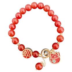 DAGESVGI 2024 Chinesisches Jahr Drachen-Armbänder, Neujahrs-Drachen-Armbänder, rote Feng Shui-Perlen, Stretch-Perlen, Drachenarmbänder von DAGESVGI