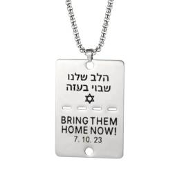 DAGESVGI Bring Them Now Halskette, Israel-Segen-Halskette, Edelstahl-Stil, mit Israel-Tag, 1 Stpck von DAGESVGI
