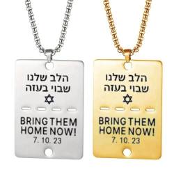 DAGESVGI Bring Them Now Halskette, Israel-Segen-Halskette, Edelstahl-Stil, mit Israel-Tag, 2PCS von DAGESVGI