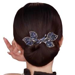 Haarspange mit Strass-Blume, Walschwanz, Strass, Blume, Haarklammer, eleganter Dutt-Lockenwickler für Damen von DAGESVGI