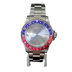 DAGIJIRD Wasserdichtes 39,5 mm Uhrenarmband Gürtelblende Uhrengehäuse Ersatzteile für japanisches NH35 NH36 Uhrwerk, Rot/Blau, Armband von DAGIJIRD