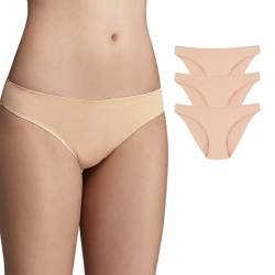 DAGi Damen-Unterwäsche aus Baumwolle, 3er Pack Basic-Slips, Damenunterwäsche Multipack, 95% Baumwolle, 5% Elasthan, Handwäsche, atmungsaktives verschiedenen Far | 40 - Beige von DAGi