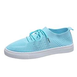 DAIFINEY Atmungsaktive Schnürschuhe für Damen, Flache Freizeitschuhe Fußball Schuhe Damen von DAIFINEY