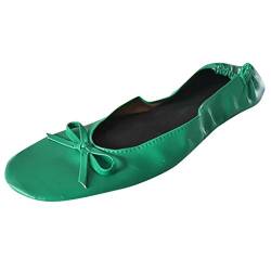 DAIFINEY Damen Geschlossene Ballerinas Tanz Schuhe Halbschuhe Elegante Bequeme Loafers Slipper Freizeitschuh(1-Grün/Green,45) von DAIFINEY