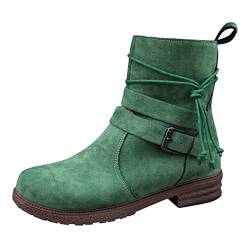 DAIFINEY Damen-Stiefeletten mit Schnallendekor zum Binden an der Seite aus Wildlederimitat-Stiefel Lässige einzelne Stiefel Damenschuhe Kurze Stiefel Schwarz Herren 44 von DAIFINEY