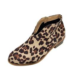 DAIFINEY Damenschuhe Plus Size Medium Chunky Heel Schuhe Leopardenmuster Stiefeletten Mädchen 35 Schwarz von DAIFINEY