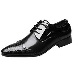 DAIFINEY Herren Business Lederschuhe lässig bequem Hochzeitsschuh Freizeitschuhe Anzugschuhe Spitze Hochzeitsschuhe(Schwarz/Black,43) von DAIFINEY