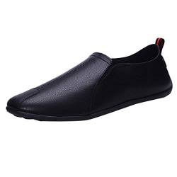 DAIFINEY Herren Mokassin Slipper Mode Leichte Comfort Schuhe Slip On Loafer Weich Flache Hausschuhe Fahrschuhe Freizeitschuh Hüttenschuhe Bequem Schlupfschuh(1-Schwarz/Black,40) von DAIFINEY