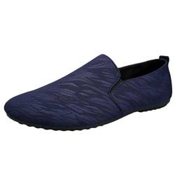 DAIFINEY Herren Mokassin Slipper Schlüpfschuh Slip-on modisch Freizeitschuh Klassisch Penny Loafers Gemütlich Handgefertigt Halbschuhe,mit verbreiterter Auftrittsfläche(Blau/Blue,41) von DAIFINEY