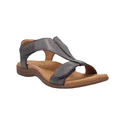 DAIFINEY Mode Frühjahr und Sommer Damen Sandalen flacher Absatz runde Zehen leicht atmungsaktiv große Größe Damenschuhe Flach von DAIFINEY