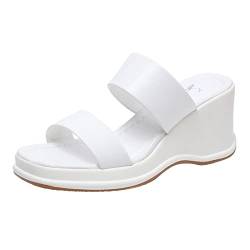 DAIFINEY Mode Sommer Frauen Sandalen Keilabsatz Dicke Sohle Einfarbig Offene Spitze Lässig Bequem Winter Damenschuhe Wasserfest von DAIFINEY