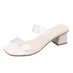 DAIFINEY Sommer Perle transparente PVC Chunky High Heel Sandalen und Hausschuhe Schuhe Mit Damen von DAIFINEY