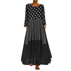 Damen Cocktail-&Partykleid Polka Dots Print Lang Kleid Lose Kleid Faltenrock A-Linien-Kleid Festkleid Kostüm Rock Cosplay Kleid Festliche Kleid(1-Schwarz/Black,46)#0792 von DAIFINEY