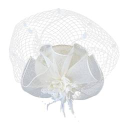 Fahrrad Mixer Hüte für Damen Fascinators Damen Pillbox Blumenhut für Tea Party Cocktail Hochzeit Kirche (Beige, One Size) von DAIFINEY