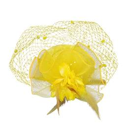 Fahrrad Mixer Hüte für Damen Fascinators Damen Pillbox Blumenhut für Tea Party Cocktail Hochzeit Kirche (Yellow, One Size) von DAIFINEY