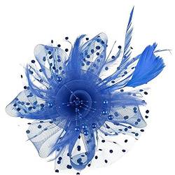 Football Spieler Kostüm Flower Party Headband Hut Mesh Cocktail Frauen Bänder Federn Kopfbedeckung (Blue, One Size) von DAIFINEY