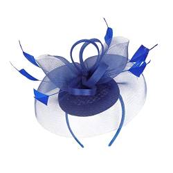 Frottee Stirnband Kinder 2023 Fascinator Hut Feder Mesh Tea Party Haarband für Frauen (BU1, One Size) von DAIFINEY