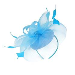 Frottee Stirnband Kinder 2023 Fascinator Hut Feder Mesh Tea Party Haarband für Frauen (BU2, One Size) von DAIFINEY