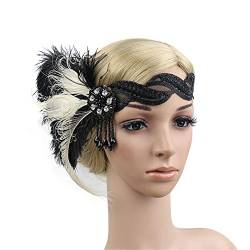 Haarreifen Zickzack Headband Alter Zwanziger Great Flapper Kopfband für das Kopfbedeckung (White, One Size) von DAIFINEY