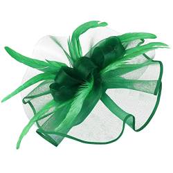 Helme Kopfbedeckungen Frauen Hut Kopfbedeckung Kirche Feder Clip Fascinator Hut Hochzeit Party Kappe für (Green, One Size) von DAIFINEY