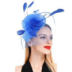 Lauf Hüte für Frauen, Fascinator, Damen-Blumenhut für Teeparty, Cocktailball, Hochzeit, Kirche (Blue, One Size) von DAIFINEY