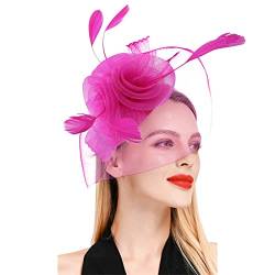 Lauf Hüte für Frauen, Fascinator, Damen-Blumenhut für Teeparty, Cocktailball, Hochzeit, Kirche (Hot Pink, One Size) von DAIFINEY