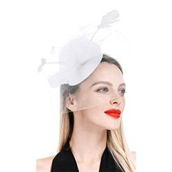 Lauf Hüte für Frauen, Fascinator, Damen-Blumenhut für Teeparty, Cocktailball, Hochzeit, Kirche (White, One Size) von DAIFINEY