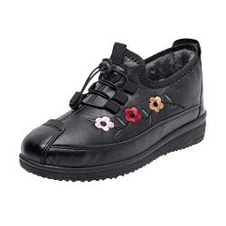 Mädchen- und Frauen-Winter-Baumwollschuhe -warme weiche Sohlen wasserdichte und modische Blumen-Baumwollschuhe Damenschuhe Schwarz Gr. 38 von DAIFINEY