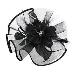 Schweißbänder Herren Frauen Hut Kopfbedeckung Kirche Feder Clip Fascinator Hut Hochzeit Party Kappe für (Black, One Size) von DAIFINEY