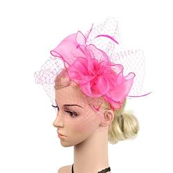 Schweißband Armgelenk Damen Kopfbedeckung Retro Party Party Abendessen Kopfbedeckung Blumenhut Braut Kopfbedeckung Europäische und amerikanische Kopfbedeckung (Hot Pink, One Size) von DAIFINEY