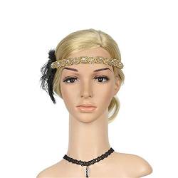 Schweißband Head Flapper Zwanziger Headband Vintage-Kopfbedeckung großer Haarreif (Gold, One Size) von DAIFINEY