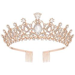 Stirnband Laufen Damen Fleece Damen Mädchen Prinzessin Elegante mit Kämmen Damen Stirnbänder Braut Hochzeit Abschlussball Geburtstag (Rose Gold, One Size) von DAIFINEY