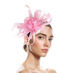 Stirnband Schmal Hüte für Damen Fascinators Damen Blumenhut für Tea Party Cocktail Hochzeit Kirche (Pink, One Size) von DAIFINEY