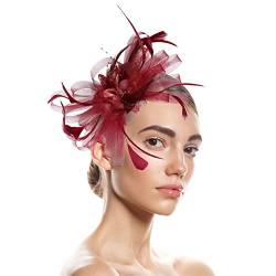 Stirnband Schmal Hüte für Damen Fascinators Damen Blumenhut für Tea Party Cocktail Hochzeit Kirche (RD2, One Size) von DAIFINEY