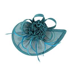 Winter Fahrradhelm Herren 2023 Fascinator Hut Feder Mesh Tea Party Haarband für Frauen (Navy, One Size) von DAIFINEY