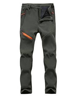 DAIHAN Herren/Damen Warm Softshellhose Skihose Fleece Gefüttert Wasserdicht Winterhose Winddicht Regenhose Funktionshose Trekkinghose Männer Armeegrün L von DAIHAN