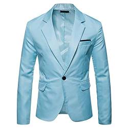 DAIHAN Herren Anzugjacke Casual Freizeit Sakko Business Blazer Slim Fit EIN Knopf Herrenanzug Smoking Jacke Suit Blazer Freizeitjacke Klassisch Freizeit Top Coat Sakko,Blau 1,M von DAIHAN